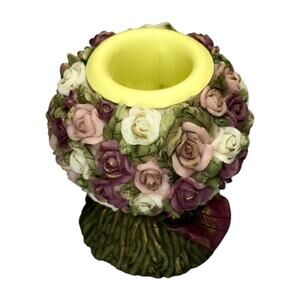 Ganz Floral Rose Candleholder Resin Decor